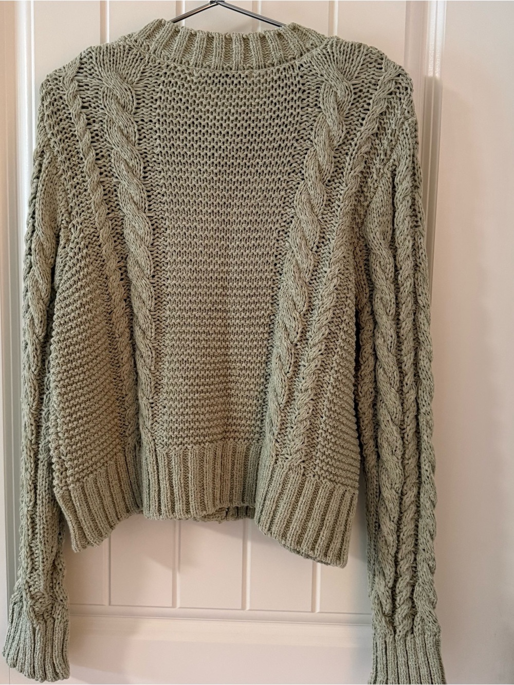 Dex Mint Cable Knit Cardigan with Floral Buttons - Picture 2 of 5